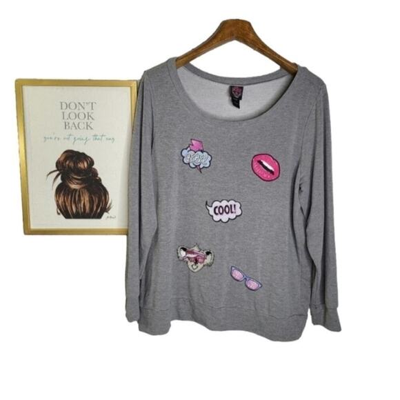 Torrid Rebel Wilson Gray Patchwork Sweatshirt‎ Size 1 - Picture 1 of 12